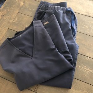 Figs scrub set medium light navy color